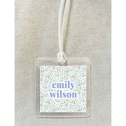 Personalized Women Floral Greenery Bag Tag, Laminated Square Girl Luggage Tag, Diaper Bag Tag