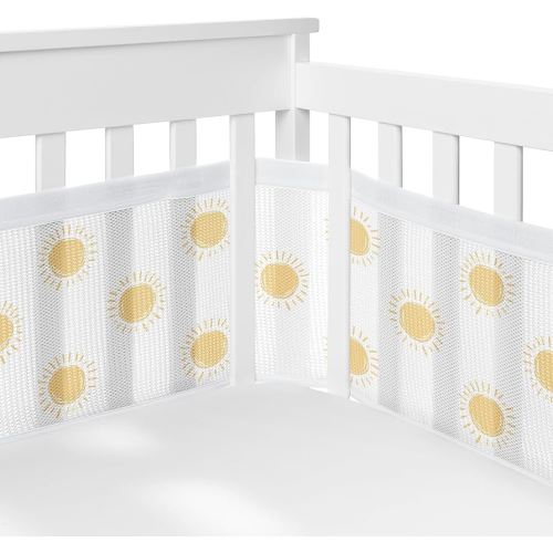 Sweet Jojo Designs + BreathableBaby 2-Piece Breathable Mesh Crib Liner Set (White/Yellow Boho Sun) for Boys/Girls, Baby, Infants/Newborn Nursery (Bohemian, Celestial, Sky, Desert, Sunshine, Outdoors)