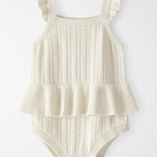 Riley White Baby Organic Cotton Pointelle Romper | Carter’s Oshkosh Canada
