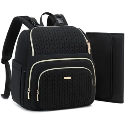 Diaper Bag Backpack - Lightweight & Stylish, Boys, Girls & Baby Travel Essentials Tote with Changing Pad, Insulated Pocket, Stroller Strap - Baby Diaper Backpack for Mom, Maternity (Black)