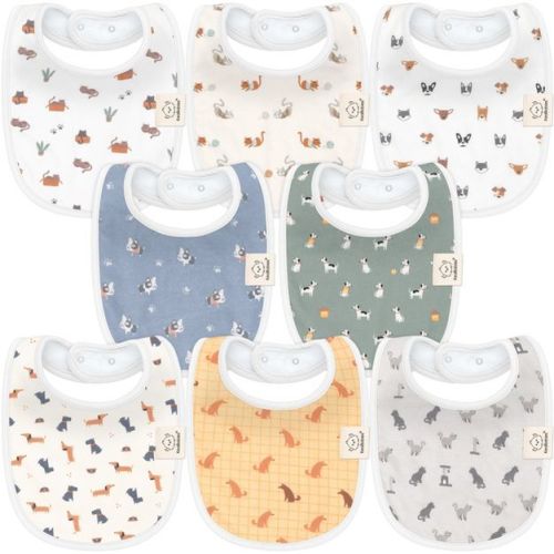 KeaBabies 8pk Organic Baby Bibs for Boy, Baby Drool Bib for Baby Boys and Girls, Newborn Teething Bibs (Wilderness)