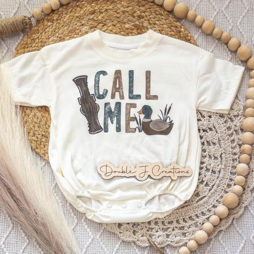 Call Me Duck Hunting Boy Bubble Romper Bodysuit, Duck Call Tee, Duck Hunting Kid's Shirt, Boy Hunting Oversized Baggy Romper, CPSC Compliant