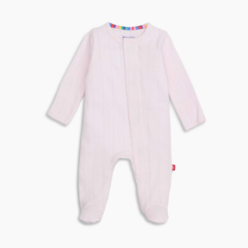 Magnetic Me Pointelle Organic Cotton Footie - Pink, 0-3 M