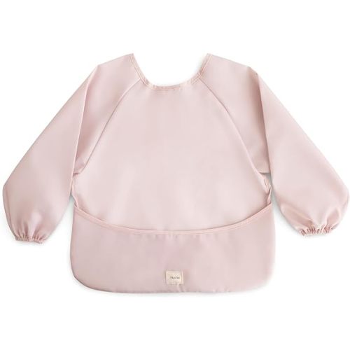 mushie Long Sleeve Baby Bib | Mess Free & Waterproof Fabric for Toddlers | Adjustable Fit for Ages 6-24 Months