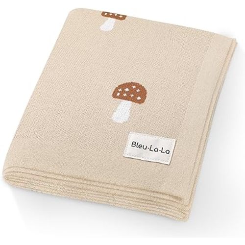 Unisex Baby Swaddle Blanket 100% Cotton Buttery Soft Cozy Receiving Swaddle Crib Stroller Blanket for Shower Gift Registry for Newborns, Infants, Toddlers (Mushroom - Cream)