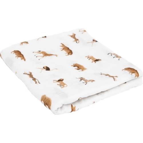 Organic Cotton Muslin Swaddle Blanket, Animal Crackers - Little Unicorn | Maisonette