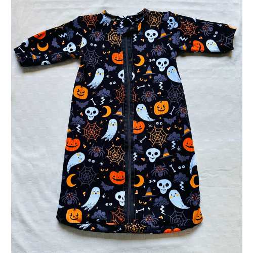 Halloween Sleeper! Spooky Friends on Black, Double Layered, 100% Cotton Knit, Cozy Baby Sack, Sleeping Bag, 0-3 Months to 4T Sizes