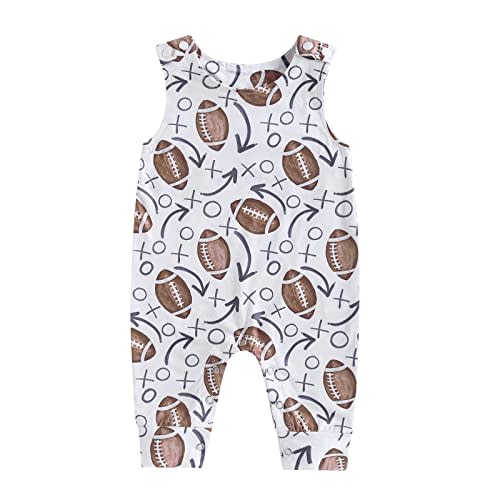 COORALLY Baby Boy Girls Football Print Sleeveless Romper Bodysuit One Piece Football Outfit Suspender Jumpsuit
