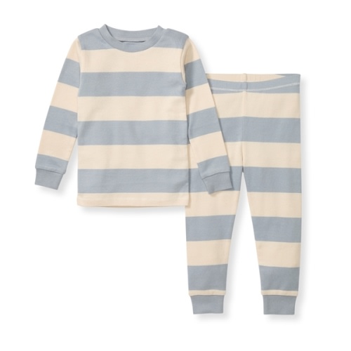 Rugby Stripe Organic Cotton Pajamas - Quarry - 3 Toddler
