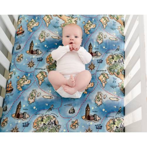 PETER PAN Bamboo Crib Sheet, Peter Pan Nursery, Baby Boy Nursery, Neverland Map Baby Crib Sheet, Super Soft Crib Sheet, Neverland Nursery