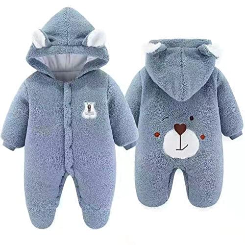 XIFAMNIY Newborn Fleece Footie Jumpsuit Hooded Warm Thicken Winter Outwear Snowsuit for Baby Girls and Boys