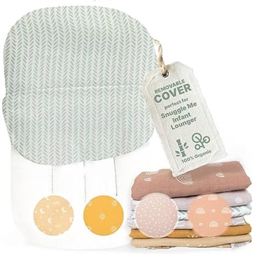 Snuggle Me Lounger Cover | Infant Lounger Cover for Snuggle Me Organic Lounger | 100% Organic Muslin Cotton and Rayon Fabric Blend | Replacement Slipcover