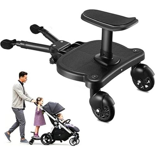 Universal Stroller Board with Detachable Seat, 2 in 1 Buggy Board Suitable for Most Brands of Strollers, Holds Children Up to 55 lbs