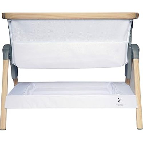 Venice Child California Dreaming Bedside Crib Bassinet w/Travel Case, Bamboo Bassinet Sheet, Removable Bamboo Compressed Cotton Mattress, Height Adjustable, Easy Clean - White