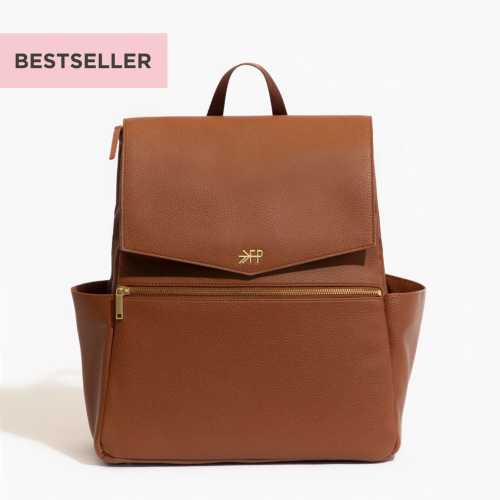Cognac Classic Diaper Bag II | Brown Vegan Leather Diaper Bag – Freshly Picked