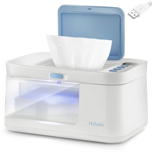 Baby Wipe Warmer and Baby Wet Wipes Dispenser, 10 Modes of Temperature Heating Control, Large Capacity with Night Light Portable Diaper Wipes Warmer for Newborn Baby, Baby Shower Gifts White
