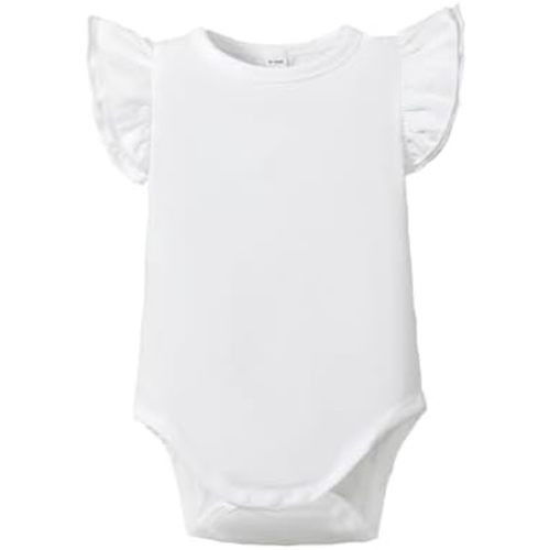 Magic Park 0-24M Infant Girl Romper Baby Girls Solid Color Bodysuit Toddler Ruffle Jumpsuit Shirts Casual Tops Baptism Shirt