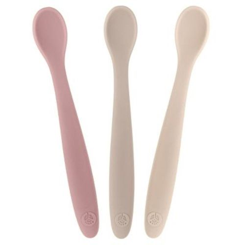 Weesprout Silicone Baby Spoons, First Stage Infant Feeding Utensils With Soft-tip - Set Of 3 (matte Tan, Off White, Pink)