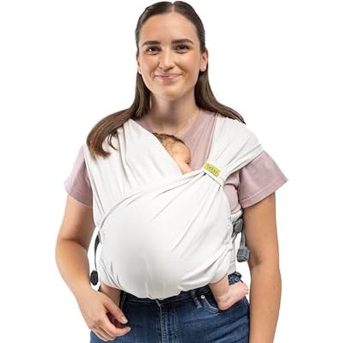 Boba Pre-Wrapped Baby Wrap Carrier with Buckle, Easy Adjust Soft Infant Baby Carrier Hybrid for Boy or Girls, Baby Sling for Newborn up to 35 lbs (Organic Stone)