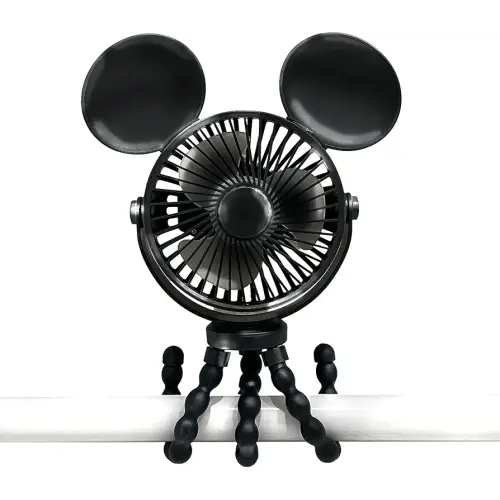 J.L. Childress Disney Baby Mickey Mouse Stroller Fan, Tripod Clip On Fan for Baby & Kids with 3 Speeds & 360 Rotation, use for Car, Travel, Handheld, Portable & Rechargeable, Summer Essential