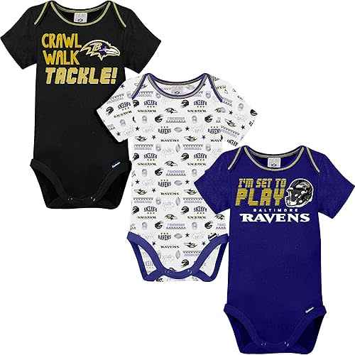 Gerber Baby NFL Team 3 Pack Short Sleeve Onesie Bodysuit