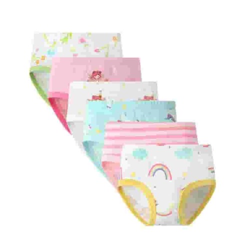 2-7T Toddler Girls Kids Soft Cotton Underwear Briefs 6 Pack Cute Print Padded Panties Undies