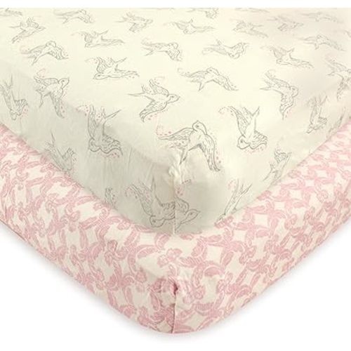 Touched by Nature Unisex Baby and Toddler Organic Cotton Crib Sheet, Bird, One Size