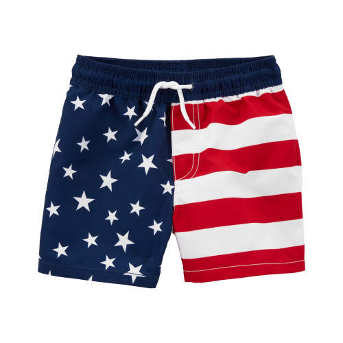 Baby Stars and Stripes Swim Trunks - 9M - Style,Red, White, Blue
