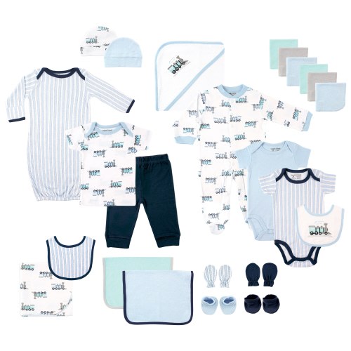 Luvable Friends Baby Boy Layette Gift Cube, Train, 0-6 Months