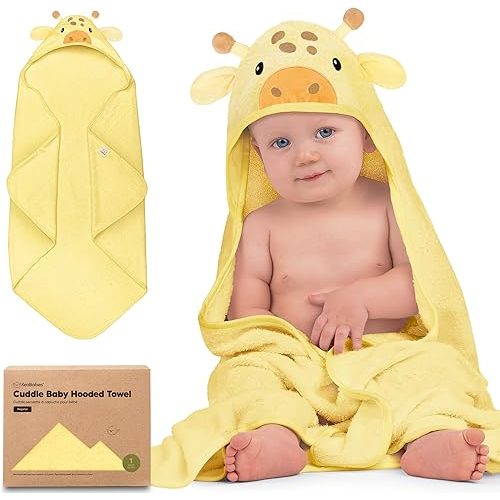 KeaBabies Baby Hooded Towel - Viscose Derived from Bamboo Baby Towel, Toddler Bath Towel, Infant Towels, Large Hooded Towel, Soft Baby Towels with Hood for Girls, Babies, Newborn Boys (Giraffe)