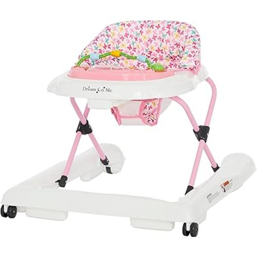 2-in-1 Ava Baby Walker, Easy Convertible Baby Walker, Walk Behind, Height Adjustable Seat, Added Back Support, Detachable Slate, Spring Pink