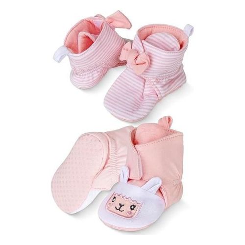 Rising Star Baby Girls & Boys Booties, Non Slip Grippers Slippers For Infants Ages 0-3 Months (pink Alpaca)