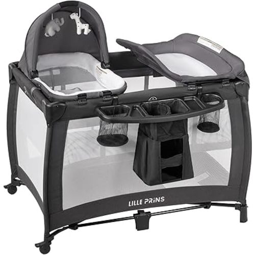 4 in 1 Pack and Play with Infant Bassinet, Diaper Changing Table for Newborn Infant, Portable Baby Playpen for Babies and Toddlers