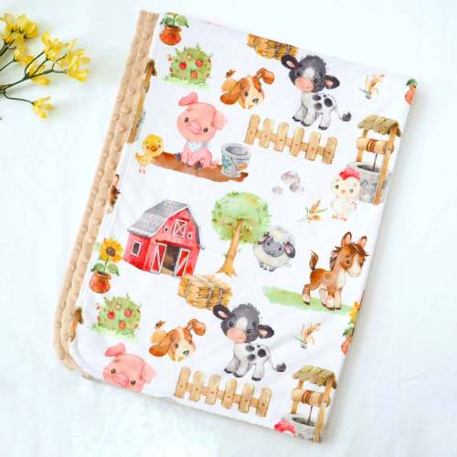 Minky Blanket - Farm Animals | Baby & Toddler Blanket | Honey Lemonade