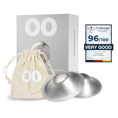 The Original Silver Nursing Cups, LoveNoobs Silver Nipple Covers Breastfeeding, Regular Nipple Shields for Nursing Newborn, Post Partum Recovery, Baby Essentials, Silver Nipple Shield, Nickel-Free