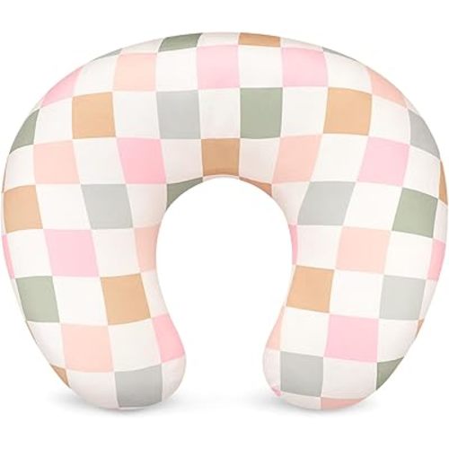 DILIMI Nursing Pillow Cover, Stretchy Removable Case for Breastfeeding Pillows, Ultra Soft Comfortable Slipcover for Baby Girl and Boy, Colorful Checkerboard