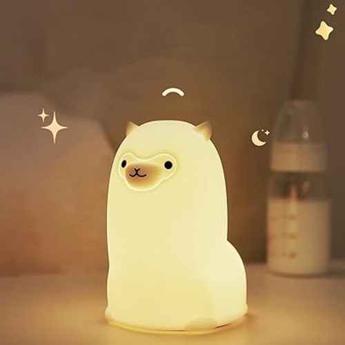 Tremdwoto Alpaca Night Light for Kids,7 Color Baby Nightlight with Touch Control & 1H Timer, Battery Operated Soft Animal Night Light for Nursery, Toddler Room Decor, Gift for Girls, Boys, Women