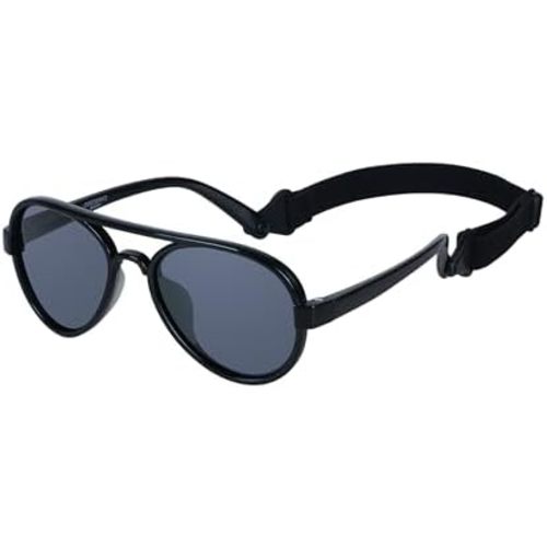 COCOSAND Baby Boys Girls Aviator Sunglasses with Strap Polarized Flexible Retro Pilot for Infants Toddler Age 0-24 Months