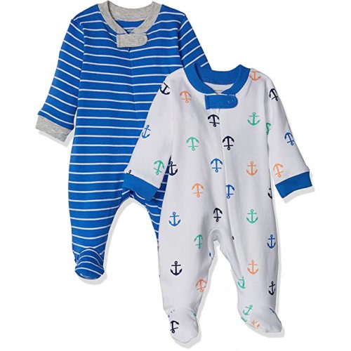 Amazon Essentials Baby Boys' Cotton Footed Zip-Front Sleep and Play - 2-pack Nautical