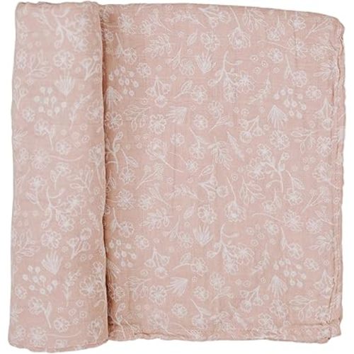 Mebie Baby Wildflower Muslin Swaddle, Modern and Neutral Swaddle Blanket for Baby Girl or Boy, Soft Baby Blankets, Newborn Swaddle Blanket, 0-3 Month, Comfy Wrap, Baby Essentials & Gifts