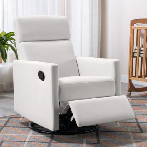 25.5"w Rocker Recliner Swivel Chair, Modern Upholstered Accent Seating Nursery Chair Glider Chair For Living Room Bedroom, Gray -modernluxe