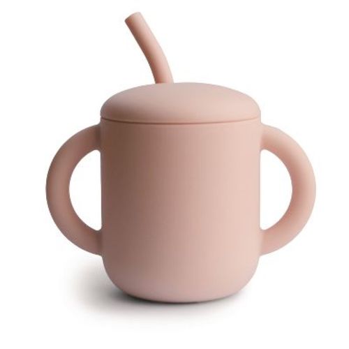 Silicone Training Cup + Straw Blush One Size