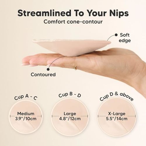 Organic Nursing Pads - 14 Washable Viscose Derived from Bamboo Breastfeeding Pads, Wash Bag, Reusable Breast Pads for Breastfeeding, Nipple Pads for Breastfeeding Essentials (Bare Beige, L 4.8") - 14pk-bare Beige