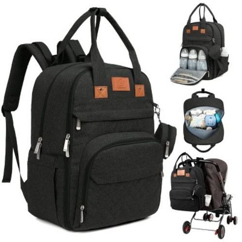 KeaBabies Diaper Bag with Changing Pad Color: Trendy black