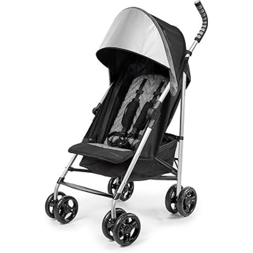 Summer Infant 3Dlite ST Convenience Stroller, Black & Gray - Lightweight Stroller with Steel Frame, Large Seat Area, Multi-Position Recline, Storage Basket - for Travel and More