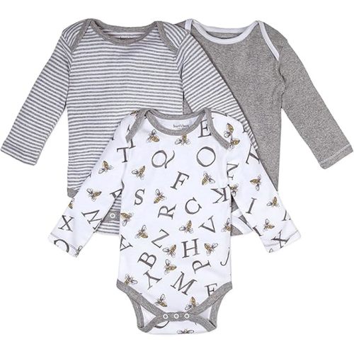 Burt's Bees Baby Bodysuits, 3-Pack Long & Short-Sleeve One-Piece, 100% Organic Cotton - 6-9 mo