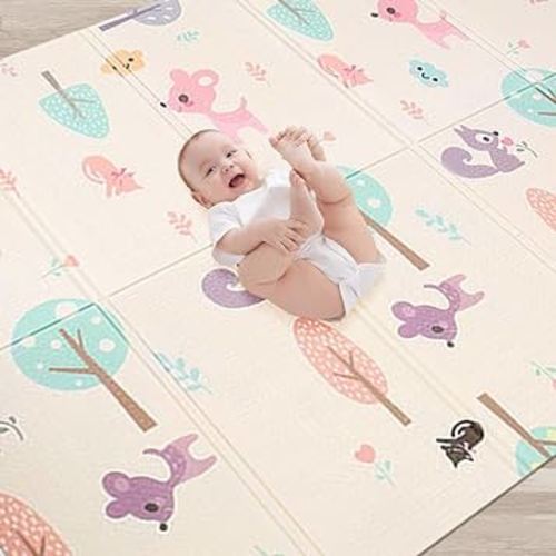 KAKIBLIN Baby Play Mat Foam, Extra Large Foldable Baby Playing Mat for Toddlers Waterproof Baby Playmat Non-Slip& Non-Toxic Baby Play Mats for Kids, Toddler, 79”x59”x0.4”, Deer