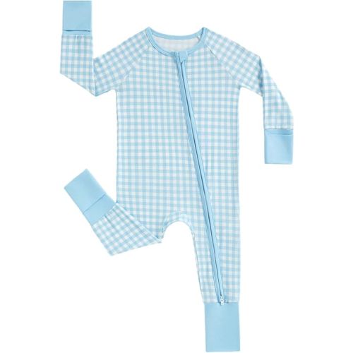 MOSSRIVER Bamboo Viscose Baby Footies with Mitten Cute Prints Long Sleeve Romper Jumpsuit Toddler One-Piece Outfits