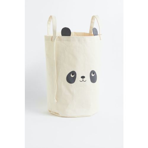 Cotton Twill Storage Basket, White/panda
