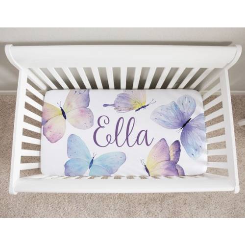 Butterfly Crib Bedding Set Girl, Baby Girl Crib Bedding Set, Purple Butterfly Nursery, Purple Crib Bedding, Personalized Crib Sheets Girl - Etsy